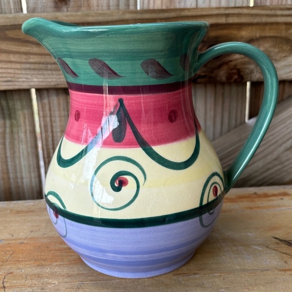 Vintage Gail Pittman Street Party Retired Pattern Pitcher Signed 88 Hard to Find - Picture 1 of 9